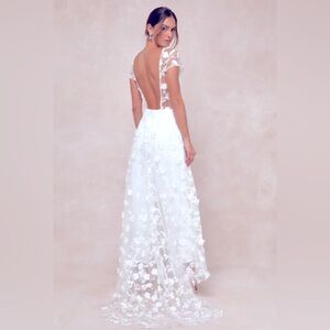 Lulus Sophisticated Passion White Floral Embroidered Overlay Jumpsuit NWOT Sz Sm